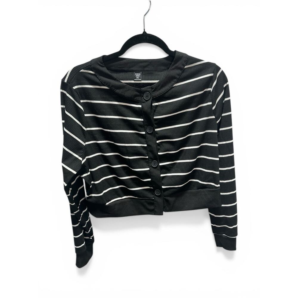 Striped Cardigan Long Sleeve NWOT black/white Size 2XL SHEIN Curve